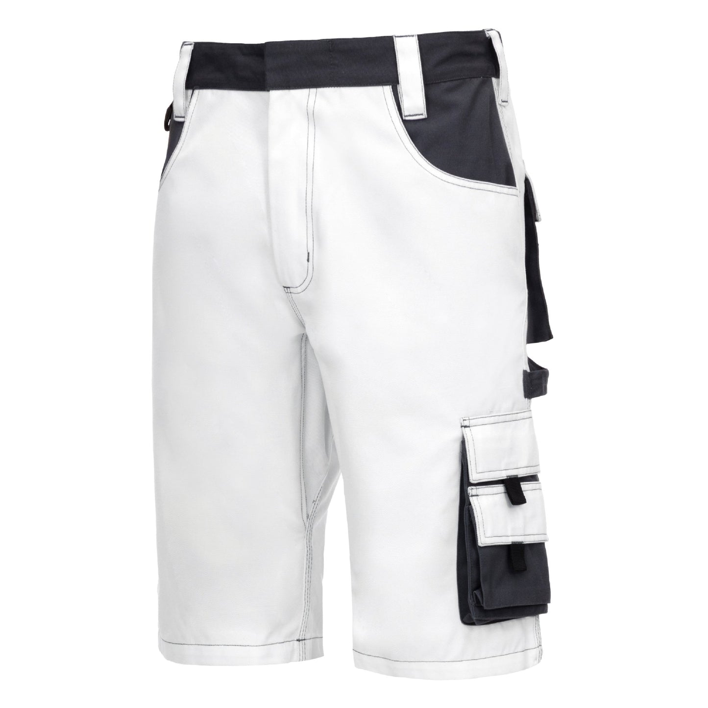 NITRAS MOTION TEX PLUS, pantaloni de lucru, scurti, alb/gri