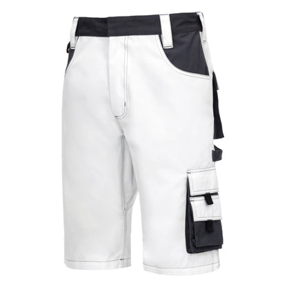 NITRAS MOTION TEX PLUS, pantaloni de lucru, scurti, alb/gri