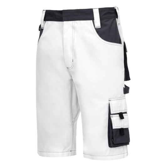 NITRAS MOTION TEX PLUS, pantaloni de lucru, scurti, alb/gri