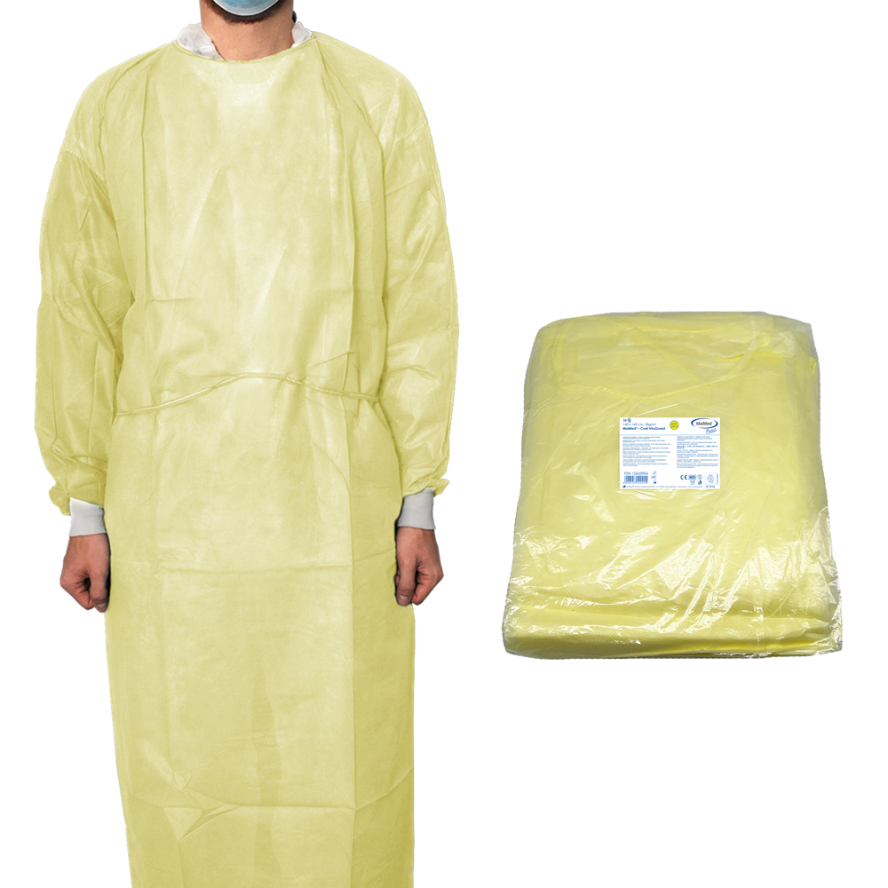 MaiMed-Coat ViruGuard, halat de protectie din fleece, mansete galbene BW, 140x140cm, 10 bucati/pachet Seria: Protect | Pachet (10 bucăți)