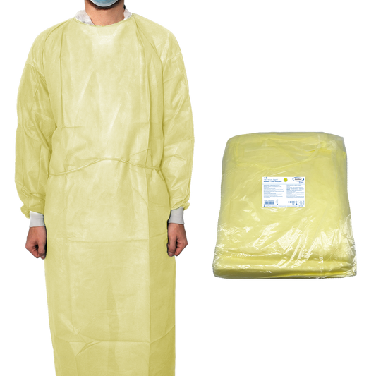 MaiMed-Coat ViruGuard, halat de protectie din fleece, mansete galbene BW, 140x140cm, 10 bucati/pachet Seria: Protect | Pachet (10 bucăți)
