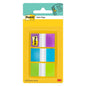 Un pachet de benzi adezive 3M Post-it® Index, standard (25,4 mm x 43,2 mm), 60 de benzi adezive în culori diferite într-un distribuitor. Ideal pentru organizarea documentelor; cu branding Post-it® și 3M Deutschland GmbH pe ambalaj.