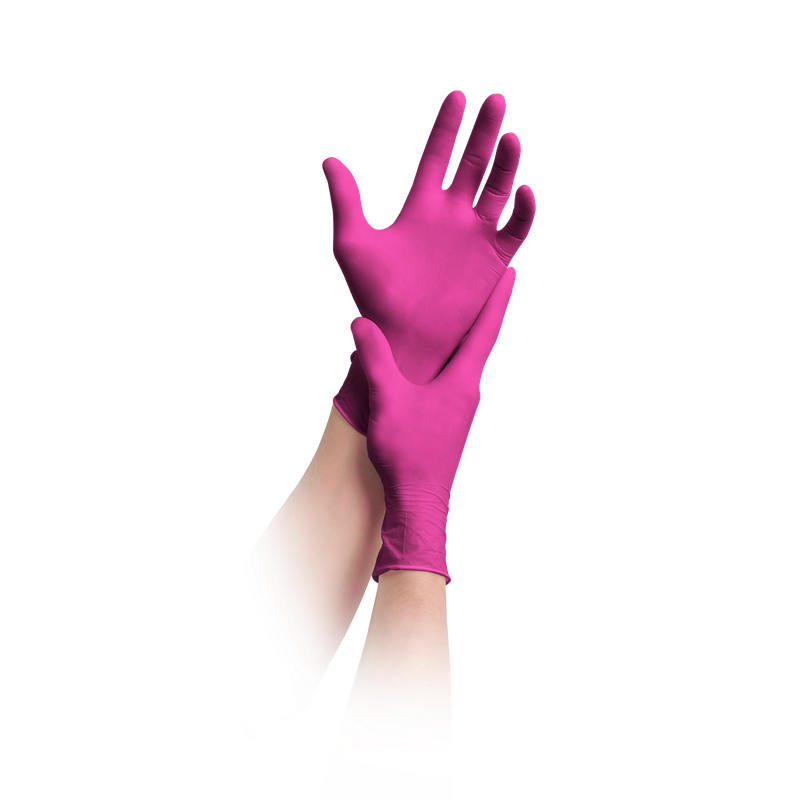Mănuși MaiMed-solution100 fără latex, magenta, nesterile, fără pudră