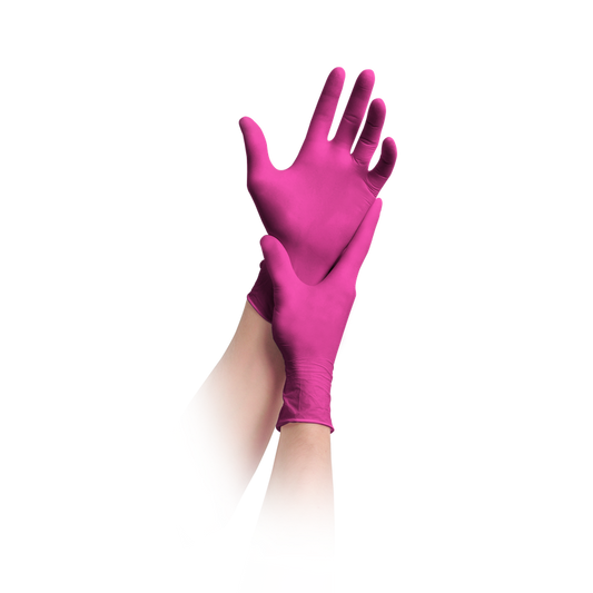 Mănuși MaiMed-solution100 fără latex, magenta, nesterile, fără pudră