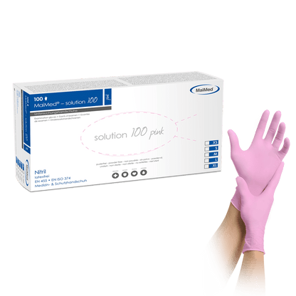 MaiMed-solution 100 mănușă roz nesterilă, fără pudră, fără latex, albastră, 100 bucăți/cutie