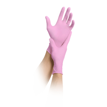 MaiMed-solution 100 mănușă roz nesterilă, fără pudră, fără latex, albastră, 100 bucăți/cutie