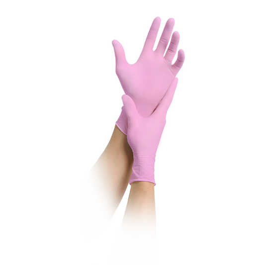 MaiMed-solution 100 mănușă roz nesterilă, fără pudră, fără latex, albastră, 100 bucăți/cutie
