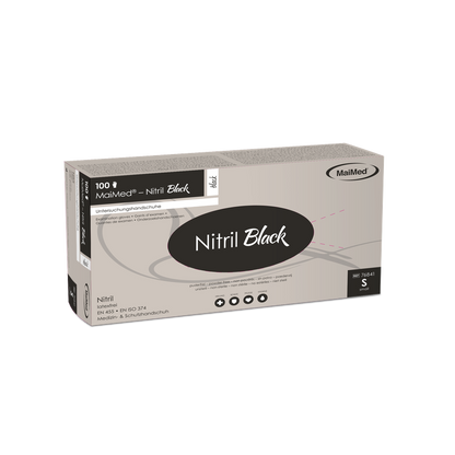 MaiMed-Nitril Negru negru, mănuși sterile fără pudră, fără latex 100 bucăți/cutie