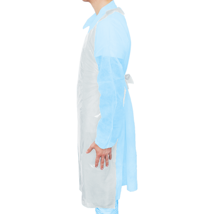 MaiMed-Apron Light PE, șorț din PE 75x120cm alb, 100 buc/pachet, blocat, suprafață netedă | Pachet (100 bucăți)