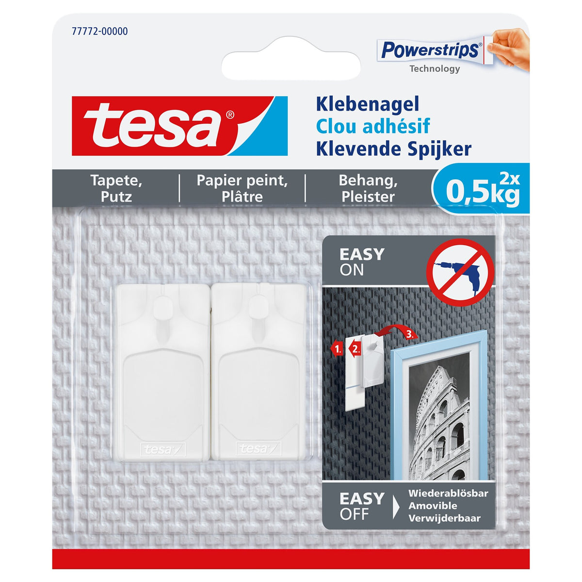 tesa Klebenagel für Tapeten und Putz, weiß bis 0,5 kg