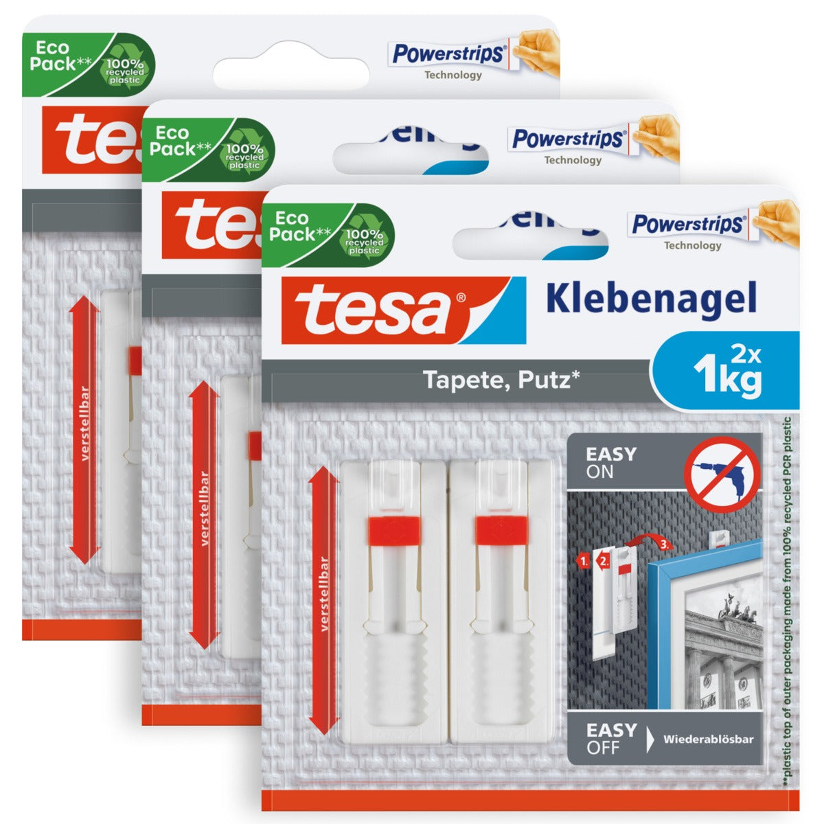 tesa Klebenagel Leinwand für Tapeten & Putz, weiß, bis 1 kg