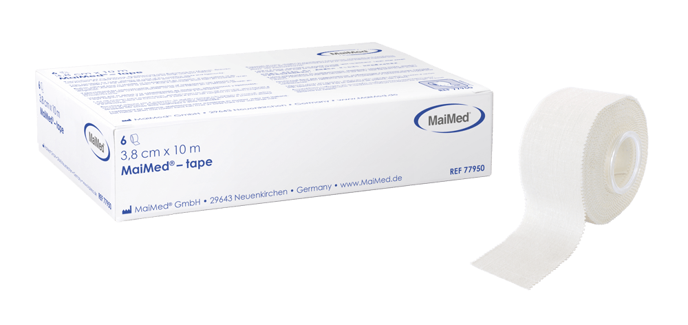 MaiMed-tape 3,8cm x 10m tencuiala adeziva din bumbac 100%, 6 bucati/cutie | Cutie (6 bucăți)
