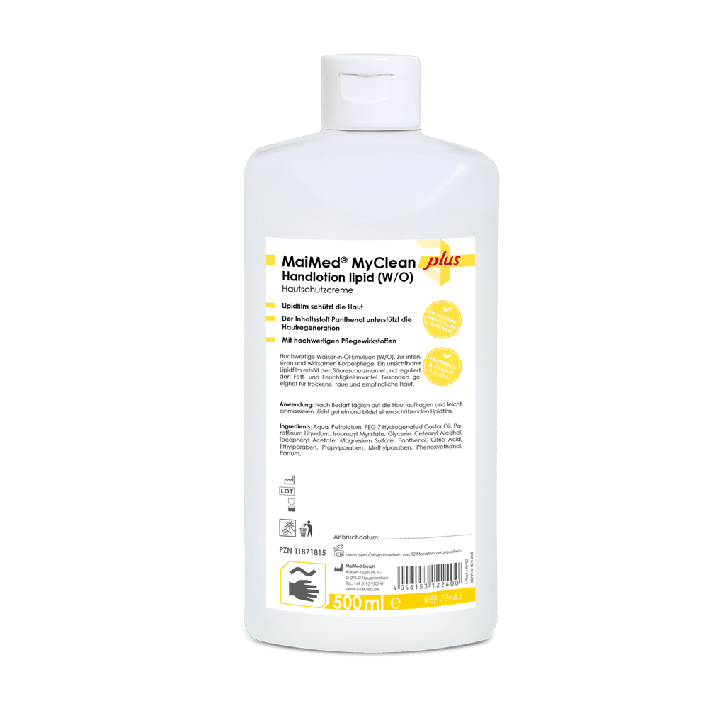 MaiMed MyClean loțiune de mâini cu lipide (W/O) cremă de protecție a pielii (bază apă-ulei)