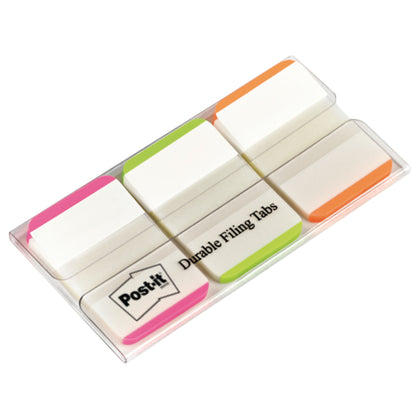 Un pachet de 3M Post-it® Index Strong Ablagetabs, dimensiune standard (25,4 mm x 38,1 mm), conține 66 de benzi adezive în culori diferite, ambalate curat într-un distribuitor de la 3M Deutschland GmbH.