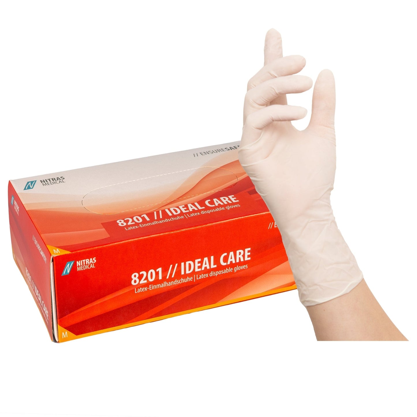 NITRAS IDEAL CARE, manusi de unica folosinta latex, albe