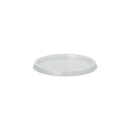 Capacul Starpak 100 pentru pahare de ambalare este un capac PP transparent, plat (Ø 10,1 cm · 0,8 cm) cu margine ridicată pentru recipiente rotunde, prezentat în vedere laterală oblică pe fundal alb. Pachetul conține 100 de bucăți.
