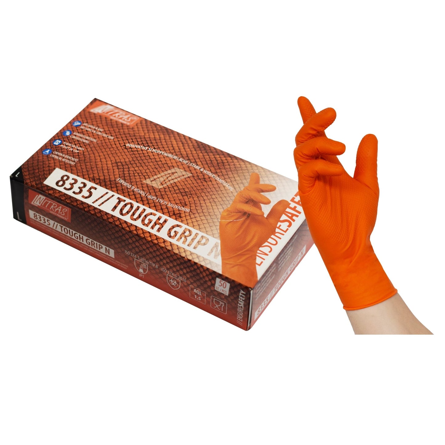 NITRAS TOUGH GRIP N, mănuși de unică folosință din nitril, portocaliu
