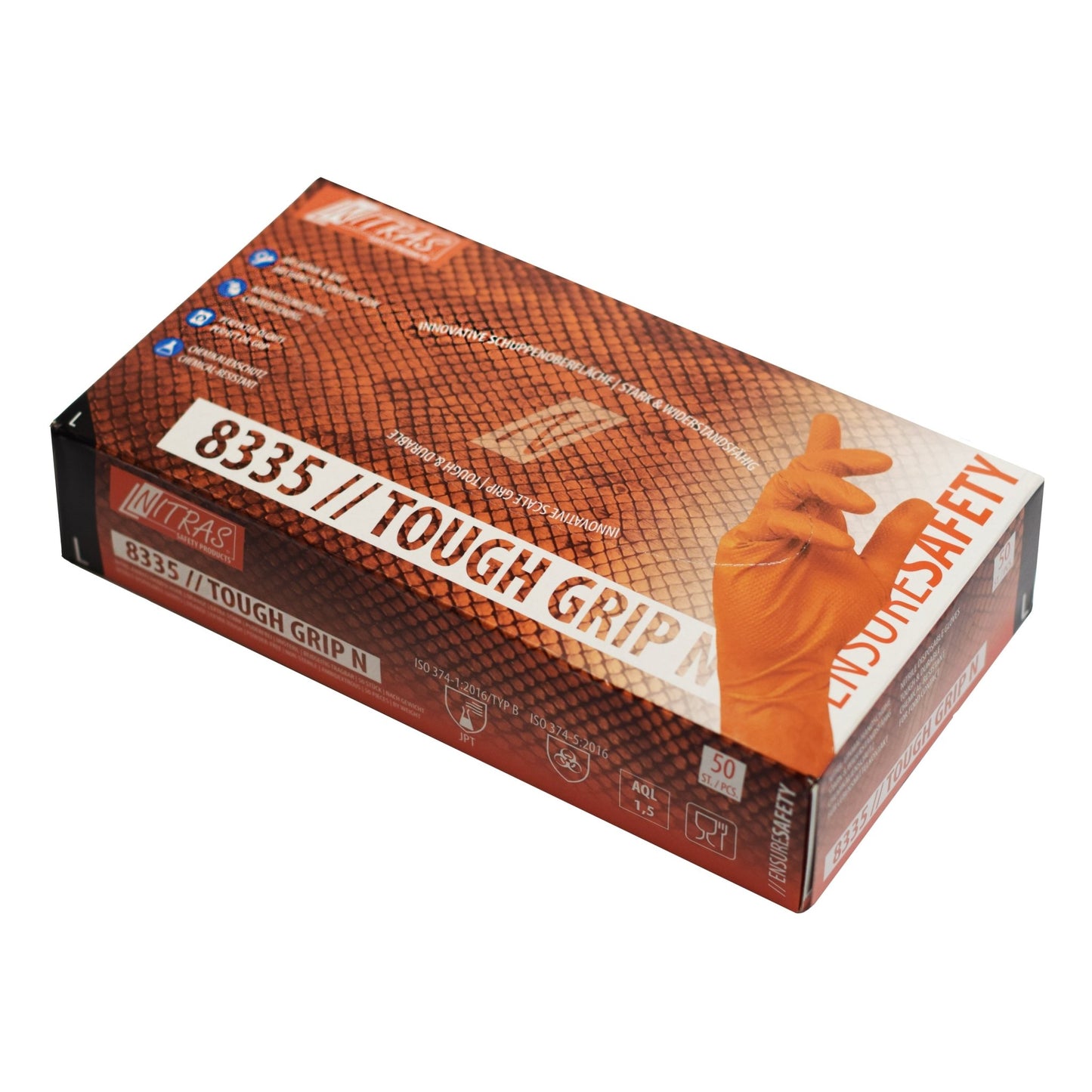 NITRAS TOUGH GRIP N, mănuși de unică folosință din nitril, portocaliu