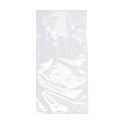 Pe un fundal alb este ilustrat un plic transparent Starpak 100 cu margine sigilată (PA/PE) de la Starpak, ideal pentru depozitarea sigură a alimentelor cu un aparat de vidat cu cameră.