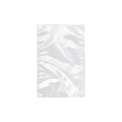 Un plic Starpak 100 cu margine sigilată, PA/PE transparent de la Starpak este gol și clar ilustrat pe un fundal alb. Punga de plastic dreptunghiulară, utilizată frecvent la aparatele de vidat cu cameră, apare plată și ușor șifonată.