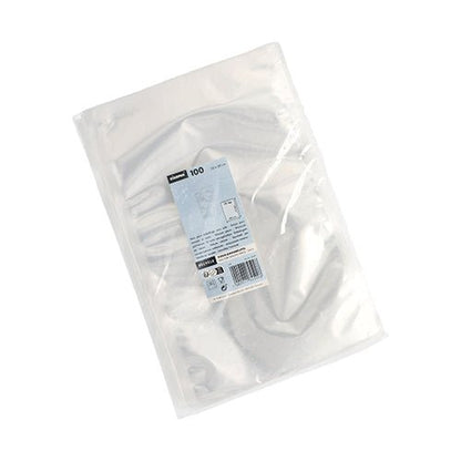 Pungi Starpak 100 Siegelrandbeutel, PA/PE transparent (40 x 30 cm) într-un ambalaj din plastic transparent, sigilat cu o etichetă albastru-alb Starpak cu marcă, cantitate și cod de bare.