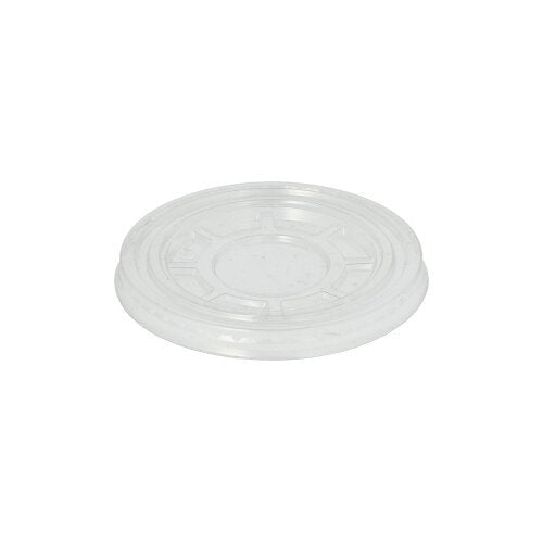 Capacul Starpak „Hurricane” cu 50 de bucăți este un capac rotund, transparent, din plastic PET, cu centru plat și margine ușor ridicată, ilustrat pe un fundal simplu alb.