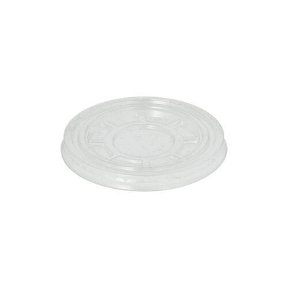 Capacul Starpak „Hurricane” cu 50 de bucăți este un capac rotund, transparent, din plastic PET, cu centru plat și margine ușor ridicată, ilustrat pe un fundal simplu alb.