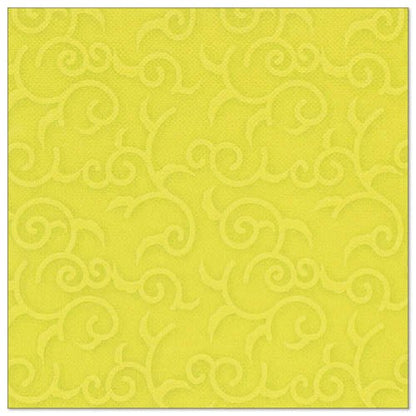 Un șervețel pătrat verde, din colecția PAPSTAR "ROYAL Collection" (40 x 40 cm, 1/4 pliat) cu un model embosat de spirale și arabescuri al PAPSTAR GmbH.
