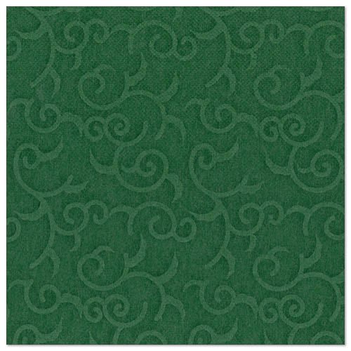 Șervețelul pătrat, verde închis, din colecția ROYAL a PAPSTAR GmbH (40 x 40 cm, 1/4 pliat) este decorat cu un model embosat uniform, asemănător cu o viță de vie. Pachetul conține 50 de șervețele.