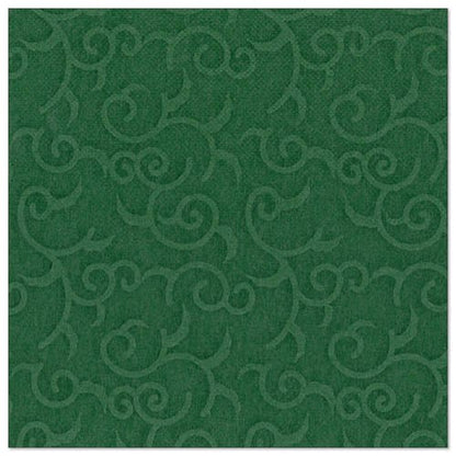 Șervețelul pătrat, verde închis, din colecția ROYAL a PAPSTAR GmbH (40 x 40 cm, 1/4 pliat) este decorat cu un model embosat uniform, asemănător cu o viță de vie. Pachetul conține 50 de șervețele.