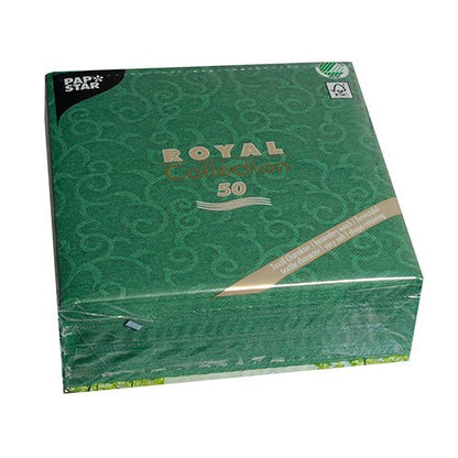 Un pachet cu 50 de șervețele PAPSTAR GmbH "ROYAL Collection" 1/4 pliat, verde, 40 x 40 cm, șervețele de hârtie elegant proiectate din Royal Collection.