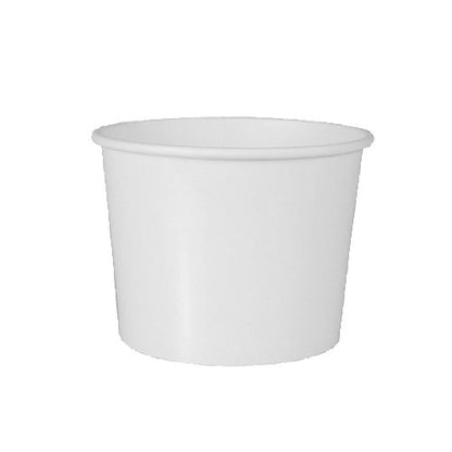 Paharul de supă Starpak 50, carton „To Go” rotund alb este un pahar de carton alb simplu cu margine evazată – ideal ca pahar de supă ecologic sau pentru băutura preferată de luat la pachet.