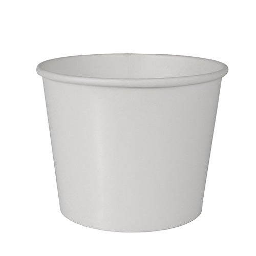 Paharul de supă Starpak 50, carton "To Go" rotund alb este un pahar de supă simplu alb de unică folosință cu deschidere largă și părți ușor conice, perfect pentru supe sau băuturi de luat la pachet.