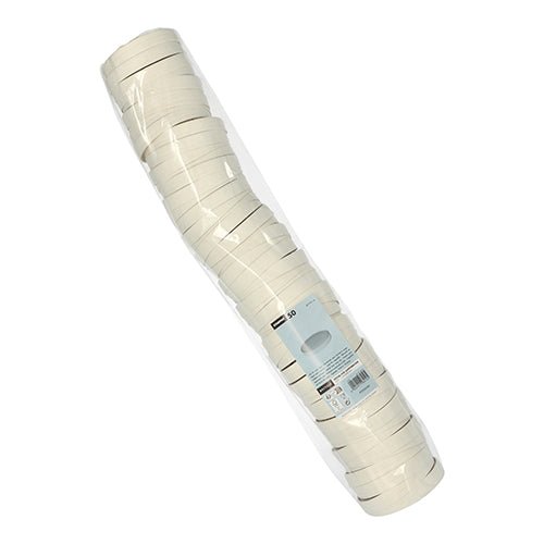 Un teanc clar de capace albe Starpak 50 pentru pahare de supă, carton „To Go” rotund alb – ideal ca o soluție To Go cu ambalaj ecologic.