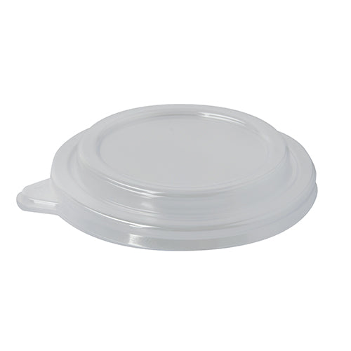 Capacul Starpak 50 pentru boluri de salată, PS "To Go" Ø 12,5 cm · 2,1 cm clar (50 bucăți) este un capac transparent, rotund, cu clapetă laterală, perfect pentru boluri de salată sau recipiente To-Go. Fotografiat pe un fundal alb simplu.