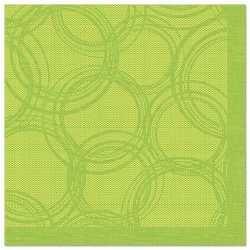 Un șervețel verde PAPSTAR 50 "ROYAL Collection" 40 x 40 cm cu un model de cercuri suprapuse și margine verde, de la PAPSTAR GmbH.