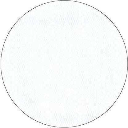 Un cerc simplu alb cu un contur negru subțire, centrat pe un fundal alb, seamănă cu fața de masă Starpak, asemănătoare cu materialul textil, Vlies „Soft Selection“ (40 m x 1,18 m) în alb.