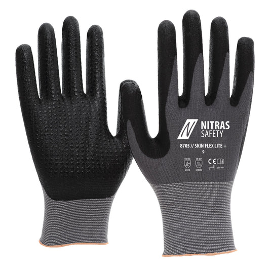 NITRAS SKIN FLEX LITE+, mănuși de asamblare, gri/negru