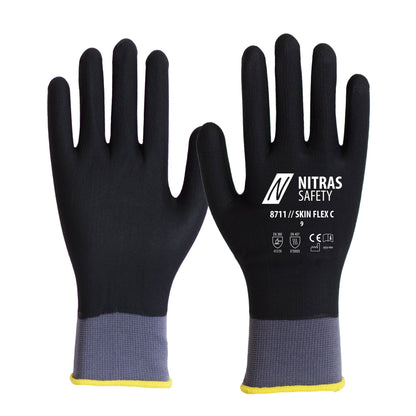 NITRAS SKIN FLEX 3D, manusi de asamblare, gri/negru