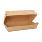 Cutii de baghetă "pure" PAPSTAR din hârtie kraft neînălbită sunt maro, dreptunghiulare (7,5x10,7x22 cm) și își arată deschis interiorul gol. Cutii de la PAPSTAR GmbH vin într-un pachet de 25 - 100% Fair | Folie.