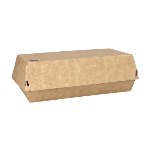 Cutii de baghetă "pure" PAPSTAR din carton maro, ecologic (7,5x10,7x22 cm, 25 de bucăți) cu capac rabatabil de la PAPSTAR GmbH sunt ideale pentru o plăcere durabilă și perfecte pentru depozitarea baghetelor.