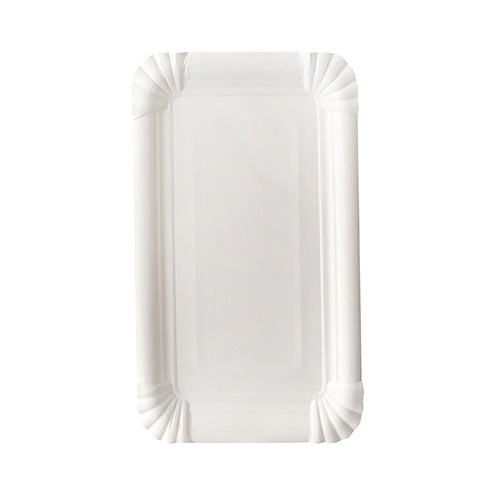 Tava de carton PAPSTAR dreptunghiulară 13x20 cm, albă, "pure" (12 bucăți) de la PAPSTAR GmbH oferă o variantă dreptunghiulară, ecologică, cu margini ondulate și colțuri rotunjite - ideală pentru servirea festivă.