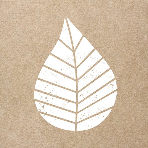 O foaie albă cu nervuri de frunze apare central pe un fundal maro, texturat și reflectă aspectul natural al PAPSTAR 20 șervețele, 33 cm x 33 cm, 3 straturi, de la PAPSTAR GmbH. Grafica frunzelor are un ușor efect de uzură.
