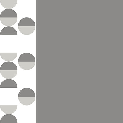 Un design geometric cu un pătrat mare gri, o bandă albă și cercuri repetate gri/albe împodobește PAPSTAR 20 de șervețele (40x40 cm, 3 straturi, pliere 1/4) de la PAPSTAR GmbH.