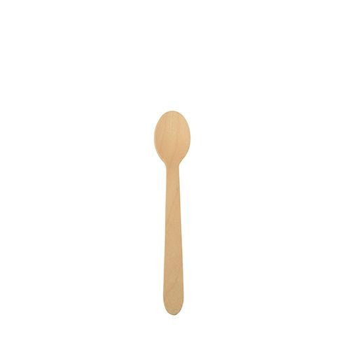 O linguriță de cafea din lemn "pure", 11 cm, ecologică de la PAPSTAR GmbH cu lingură rotundă și mâner drept, se află în mijlocul unui fundal alb.
