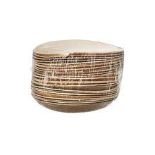 O cutie cu 25 de PAPSTAR farfurii din frunză de palmier "pure", rotunde (Ø 18,5 cm), sustenabile și biodegradabile, de la PAPSTAR GmbH este prezentată în ambalaj transparent pe un fundal alb.