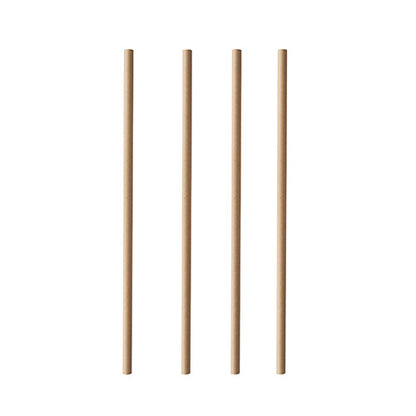 Patru PAPSTAR 100 paie din hârtie „pure“ (Ø 6 mm, 20 cm, PAPSTAR GmbH) stau vertical într-un rând pe un fundal alb.