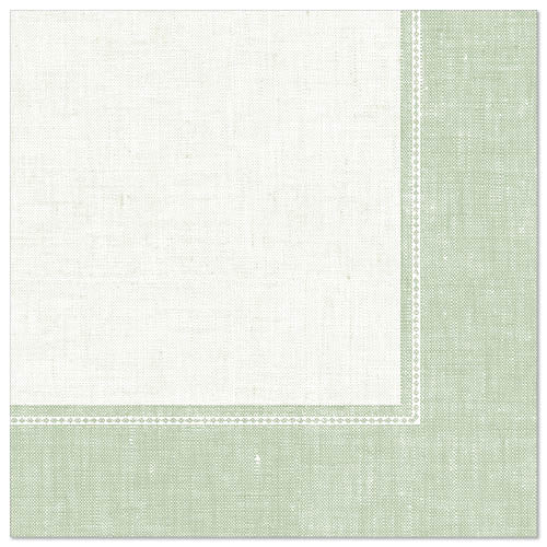 Un șervețel pătrat verde din PAPSTAR 50 șervețele "ROYAL Collection" (40x40 cm, 1/4 pliere) de la PAPSTAR GmbH - ideal pentru ocazii festive și pe un fundal simplu.