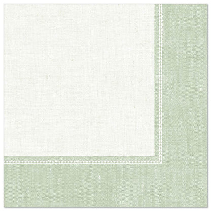 Un șervețel pătrat verde din PAPSTAR 50 șervețele "ROYAL Collection" (40x40 cm, 1/4 pliere) de la PAPSTAR GmbH - ideal pentru ocazii festive și pe un fundal simplu.