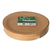 PAPSTAR GmbH 50 farfurii, carton „pure“ rotunde – maro, farfurii de unică folosință biodegradabile în set, ambalate în folie cu etichetă verde-albă; Ideal pentru utilizare sustenabilă și ecologică.